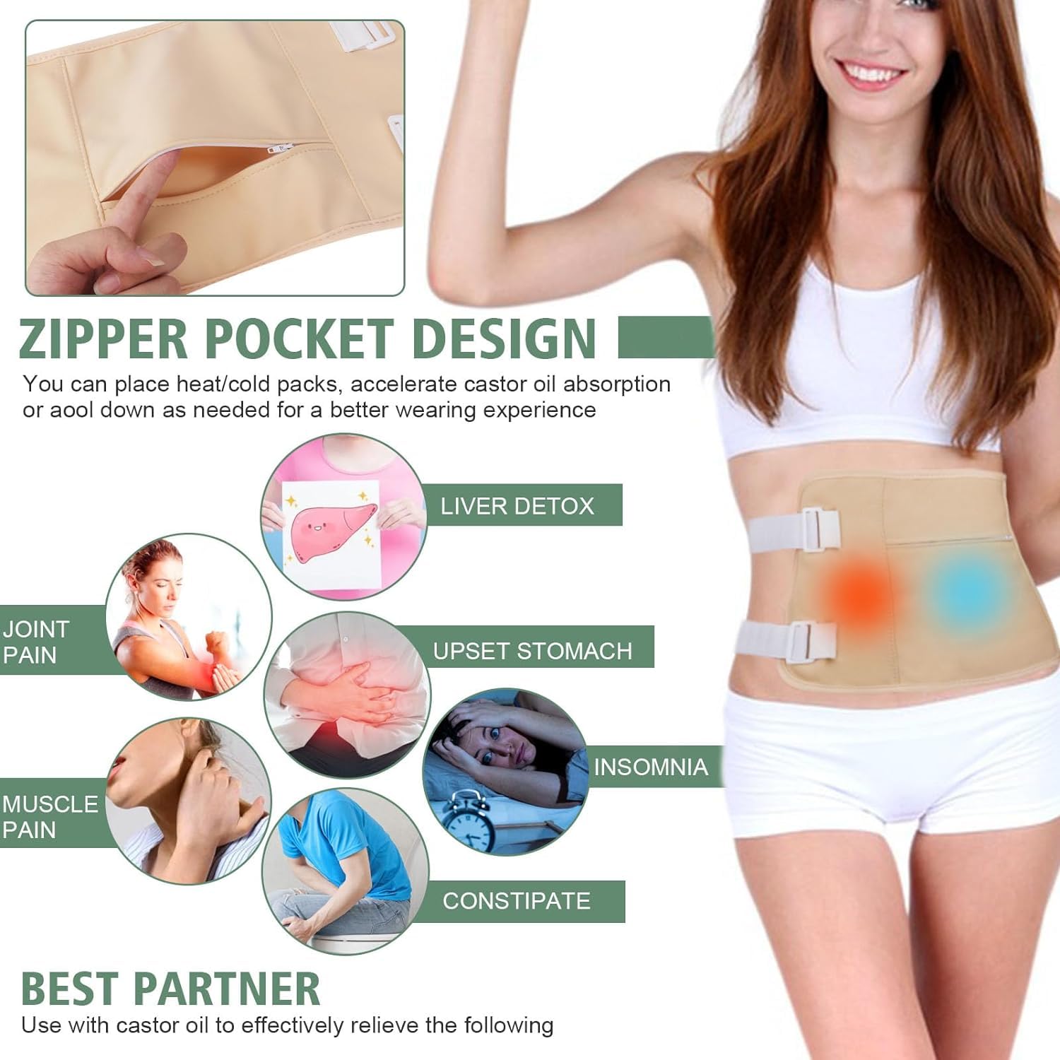 HANNEA Castor Oil Pack Wrap for Waist and Neck, Reusable Organic Castor Oil Pack Kit for Liver Detox and Fibroids, Insomnia, Constipation and Inflammation, Less Mess Anti Oil Leak, Beige HANNEA Castor Oil Pack Wrap for Waist and Neck, Reusable Organic Castor Oil Pack Kit for Liver Detox and Fibroids, Insomnia, Constipation and Inflammation, Less Mess Anti Oil Leak, Beige